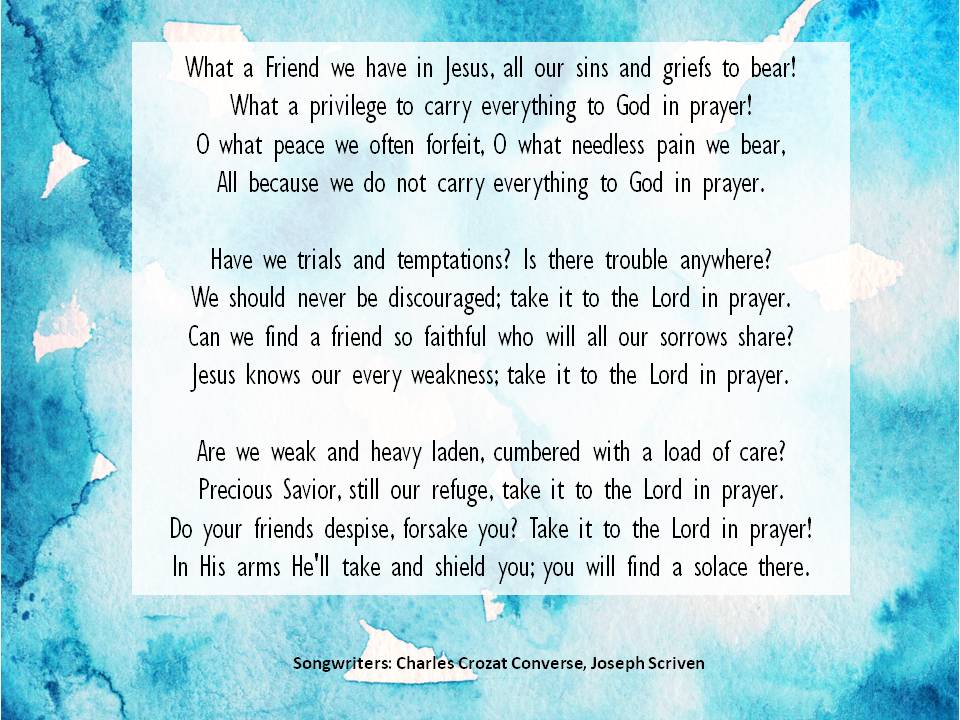 what a friend we have in Jesus Paul Boloche